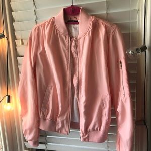 Pink bomber zip-up jacket